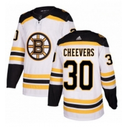 Youth Adidas Boston Bruins 30 Gerry Cheevers Authentic White Away NHL Jersey 