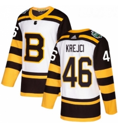 Youth Adidas Boston Bruins 46 David Krejci Authentic White 2019 Winter Classic NHL Jersey 