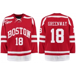 Boston University Terriers BU 18 Jordan Greenway Red Stitched Hockey Jersey