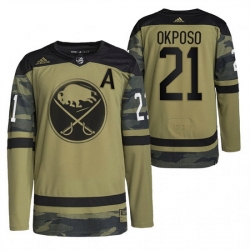 Men Buffalo Sabres 21 Kyle Okposo 2022 Camo Military Appreciation Night Stitched jersey