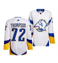 Men Buffalo Sabres 72 Tage Thompson White 2022 23 Reverse Retro Stitched Jersey