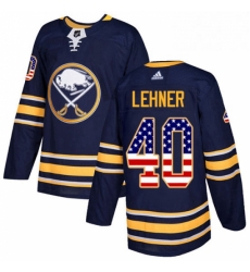 Mens Adidas Buffalo Sabres 40 Robin Lehner Authentic Navy Blue USA Flag Fashion NHL Jersey 