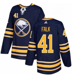 Mens Adidas Buffalo Sabres 41 Justin Falk Authentic Navy Blue Home NHL Jersey 