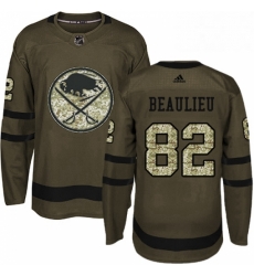 Mens Adidas Buffalo Sabres 82 Nathan Beaulieu Authentic Green Salute to Service NHL Jersey 