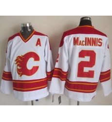 Calgary Flames #2 Al MacInnis White CCM Throwback Stitched NHL Jersey