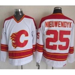 Calgary Flames #25 Joe Nieuwendyk White CCM Throwback Stitched NHL Jersey