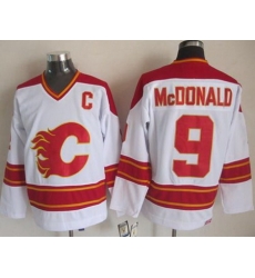 Calgary Flames  #9 Lanny McDonald White CCM Throwback Stitched NHL Jersey