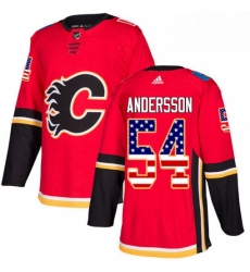 Mens Adidas Calgary Flames 54 Rasmus Andersson Authentic Red USA Flag Fashion NHL Jersey 