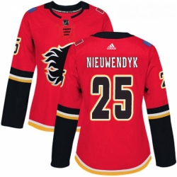 Womens Adidas Calgary Flames 25 Joe Nieuwendyk Authentic Red Home NHL Jersey 