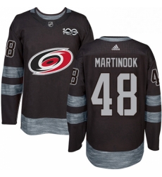 Mens Adidas Carolina Hurricanes 48 Jordan Martinook Authentic Black 1917 2017 100th Anniversary NHL Jersey 