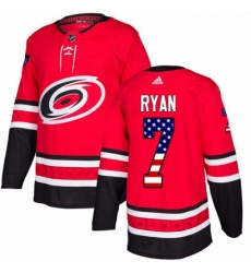 Mens Adidas Carolina Hurricanes 7 Derek Ryan Authentic Red USA Flag Fashion NHL Jersey 