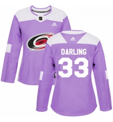 Womens Adidas Carolina Hurricanes 33 Scott Darling Authentic Purple Fights Cancer Practice NHL Jersey 