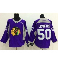 Chicago Blackhawks #50 Corey Crawford Purple Hockey Fights Cancer Stitched NHL Jersey