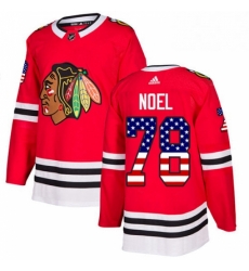 Mens Adidas Chicago Blackhawks 78 Nathan Noel Authentic Red USA Flag Fashion NHL Jersey 