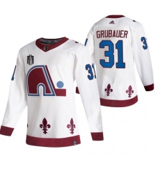 Men Colorado Avalanche 31 Philipp Grubauer White 2022 Stanley Cup Final Patch Reverse Retro Stitched Jersey