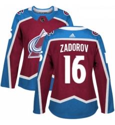 Womens Adidas Colorado Avalanche 16 Nikita Zadorov Premier Burgundy Red Home NHL Jersey 