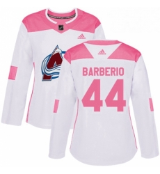 Womens Adidas Colorado Avalanche 44 Mark Barberio Authentic WhitePink Fashion NHL Jersey 