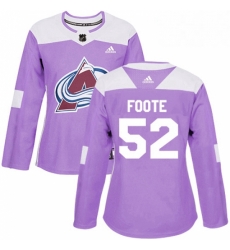 Womens Adidas Colorado Avalanche 52 Adam Foote Authentic Purple Fights Cancer Practice NHL Jersey 