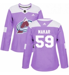 Womens Adidas Colorado Avalanche 59 Cale Makar Authentic Purple Fights Cancer Practice NHL Jersey 