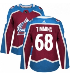 Womens Adidas Colorado Avalanche 68 Conor Timmins Premier Burgundy Red Home NHL Jersey 