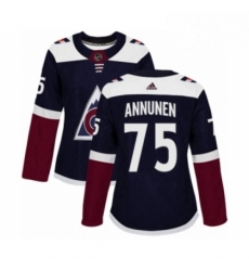 Womens Adidas Colorado Avalanche 75 Justus Annunen Premier Navy Blue Alternate NHL Jersey 