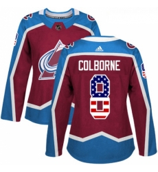 Womens Adidas Colorado Avalanche 8 Joe Colborne Authentic Burgundy Red USA Flag Fashion NHL Jersey 