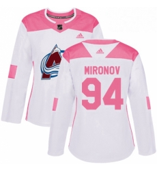 Womens Adidas Colorado Avalanche 94 Andrei Mironov Authentic WhitePink Fashion NHL Jersey 