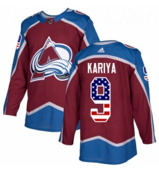 Youth Adidas Colorado Avalanche 9 Paul Kariya Authentic Burgundy Red USA Flag Fashion NHL Jersey 