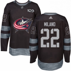 Mens Adidas Columbus Blue Jackets 22 Sonny Milano Premier Black 1917 2017 100th Anniversary NHL Jersey 