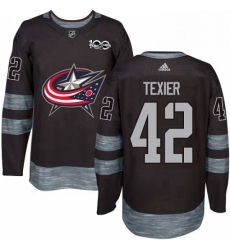 Mens Adidas Columbus Blue Jackets 42 Alexandre Texier Premier Black 1917 2017 100th Anniversary NHL Jersey 