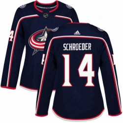 Womens Adidas Columbus Blue Jackets 14 Jordan Schroeder Premier Navy Blue Home NHL Jersey 