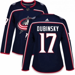 Womens Adidas Columbus Blue Jackets 17 Brandon Dubinsky Premier Navy Blue Home NHL Jersey 