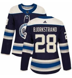 Womens Adidas Columbus Blue Jackets 28 Oliver Bjorkstrand Authentic Navy Blue Alternate NHL Jersey 