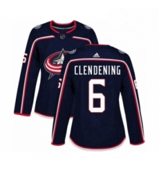 Womens Adidas Columbus Blue Jackets 6 Adam Clendening Premier Navy Blue Home NHL Jersey 