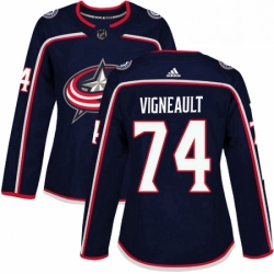 Womens Adidas Columbus Blue Jackets 74 Sam Vigneault Authentic Navy Blue Home NHL Jersey 