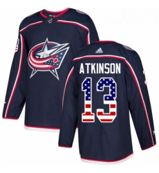 Youth Adidas Columbus Blue Jackets 13 Cam Atkinson Authentic Navy Blue USA Flag Fashion NHL Jersey 