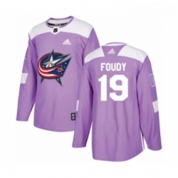 Youth Adidas Columbus Blue Jackets 19 Liam Foudy Authentic Purple Fights Cancer Practice NHL Jersey 