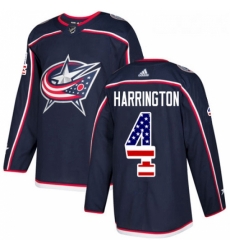 Youth Adidas Columbus Blue Jackets 4 Scott Harrington Authentic Navy Blue USA Flag Fashion NHL Jersey 