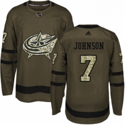 Youth Adidas Columbus Blue Jackets 7 Jack Johnson Premier Green Salute to Service NHL Jersey 