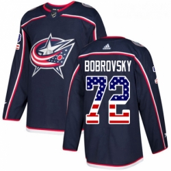 Youth Adidas Columbus Blue Jackets 72 Sergei Bobrovsky Authentic Navy Blue USA Flag Fashion NHL Jersey 