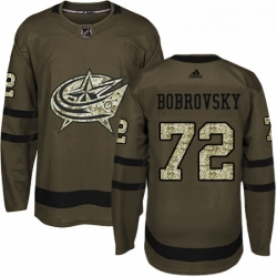 Youth Adidas Columbus Blue Jackets 72 Sergei Bobrovsky Premier Green Salute to Service NHL Jersey 