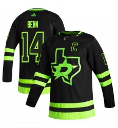 Men Dallas Stars 14 Jamie Benn Black Adidas 2020 21 Reverse Retro Alternate NHL Jersey