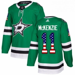 Mens Adidas Dallas Stars 11 Curtis McKenzie Authentic Green USA Flag Fashion NHL Jersey 