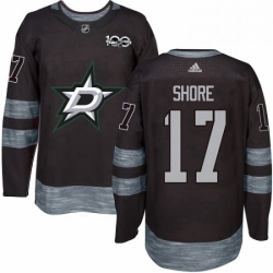 Mens Adidas Dallas Stars 17 Devin Shore Authentic Black 1917 2017 100th Anniversary NHL Jersey 