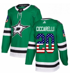 Mens Adidas Dallas Stars 20 Dino Ciccarelli Authentic Green USA Flag Fashion NHL Jersey 