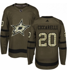 Mens Adidas Dallas Stars 20 Dino Ciccarelli Premier Green Salute to Service NHL Jersey 