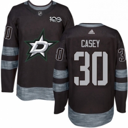 Mens Adidas Dallas Stars 30 Jon Casey Authentic Black 1917 2017 100th Anniversary NHL Jersey 