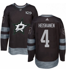 Mens Adidas Dallas Stars 4 Miro Heiskanen Authentic Black 1917 2017 100th Anniversary NHL Jersey 