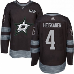 Mens Adidas Dallas Stars 4 Miro Heiskanen Authentic Black 1917 2017 100th Anniversary NHL Jersey 