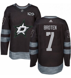 Mens Adidas Dallas Stars 7 Neal Broten Authentic Black 1917 2017 100th Anniversary NHL Jersey 